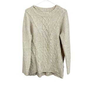Soft Surroundings Beige Cable Knit Pullover Sweater Crewneck - Size Medium
